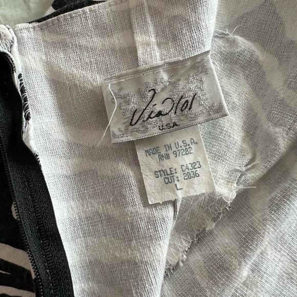 EUC VTG 90s L zebra stripe strapless dresss cotton/lycra side slits - Picture 6 of 16